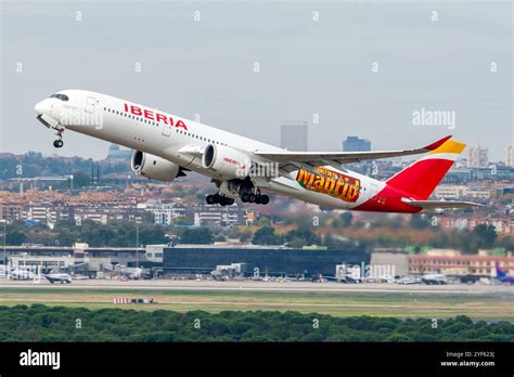 Iberia Airbus A350 Madrid Barajas Airport transatlantic flight