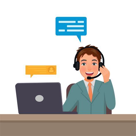 Illustration of a customer service agent with a headset assisting a user online