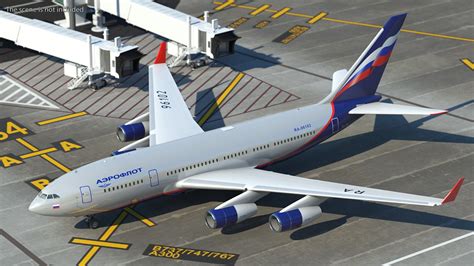 Ilyushin Il-96 Russian four engine widebody aircraft on runway