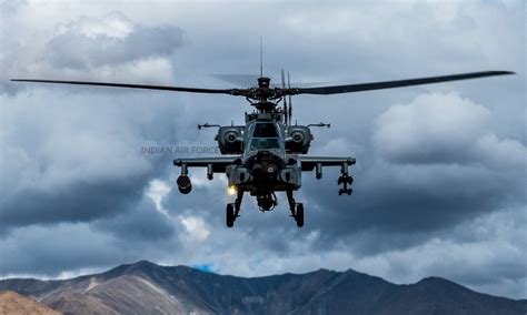 Indian Air Force Apache helicopter operating near Ladakh region, high-altitude combat training, 2024