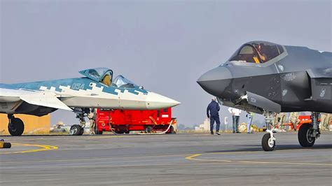 Indian Air Force Su-30MKI escorting emergency F-35B on final approach