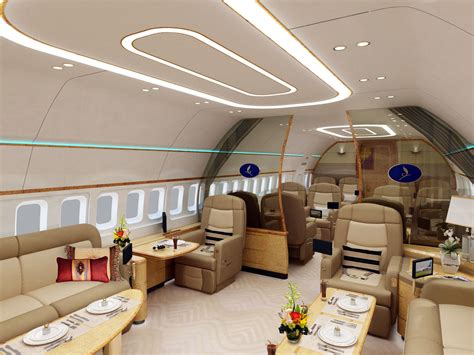 interior cabin of Air China Business Jet BBJ1 configured for VIP transport
