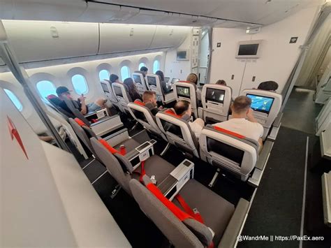 interior cabin of austrian airlines boeing 787 dreamliner business class section