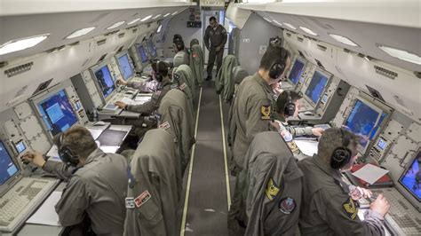 interior mission consoles of E-7A Wedgetail airborne battle management crew