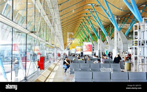 interior terminal of madrid barajas airport showing air europa check-in