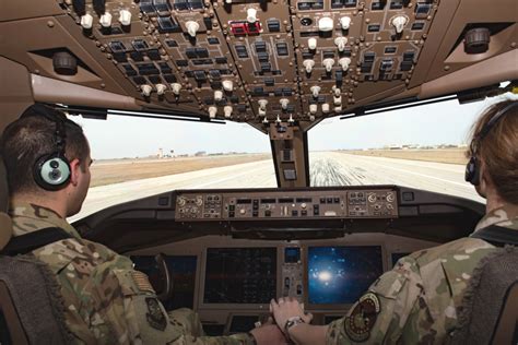 interior view of KC-46A aeromedical configuration in flight over Atlantic Ocean