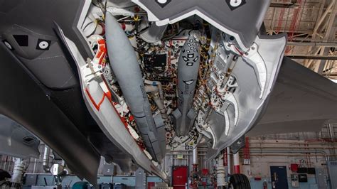 Internal weapon bay of the F-35 showing AMRAAM missile loadout