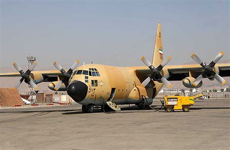 Iranian Air Force C-130 Hercules tactical transport aircraft on military runway