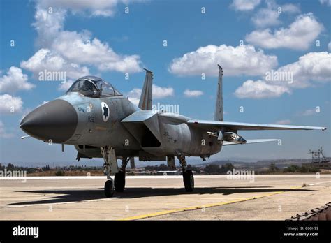 Israeli Air Force F-15 aircraft in flight over desert terrain