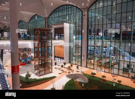 Istanbul Airport terminal interior showing high ceiling architecture and passenger flow