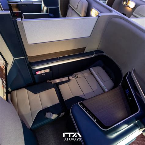 ITA Airways A330neo business class flatbed seats prepared for overnight service to Mauritius