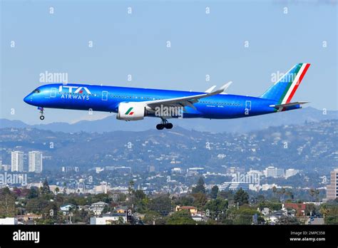 ita airways airbus a350 in flight over mediterranean
