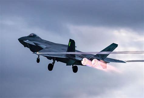 j-20 mighty dragon at zhuhai airshow with ws-15 engine plume