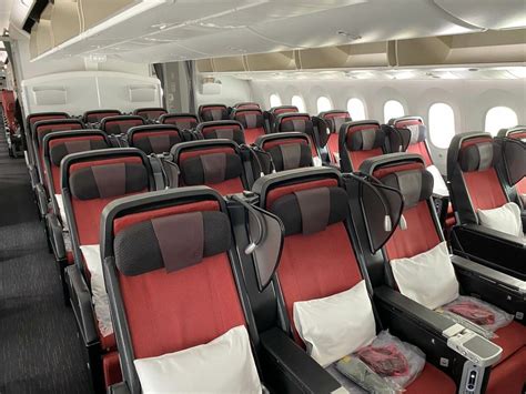 Japan Airlines Boeing 787 premium economy cabin with spacious seating