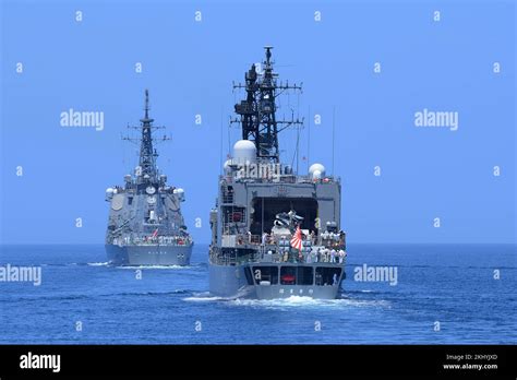 Japan Maritime Self-Defense Force warships during joint exercises with the U.S. Navy