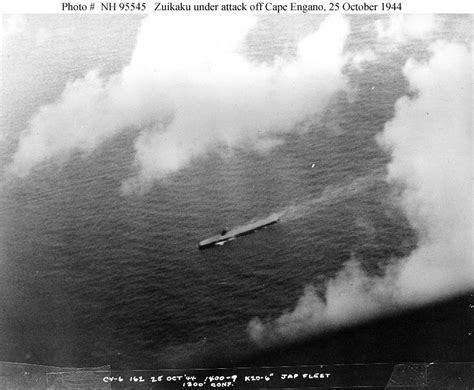 Japanese carrier Zuikaku under heavy air attack Cape Engano
