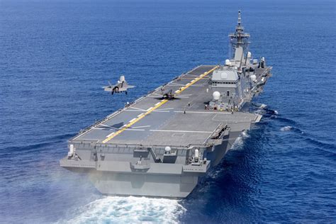 Japanese F-35B stealth fighter preparing for carrier operations