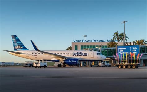 JetBlue aircraft arriving at Vero Beach Regional Airport in Florida