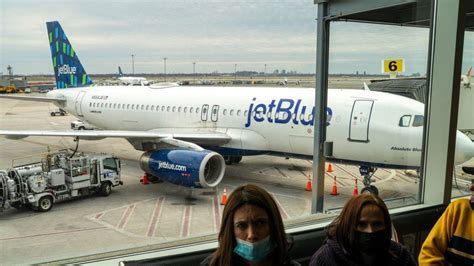 JetBlue and United aircraft parked at New York airport gates