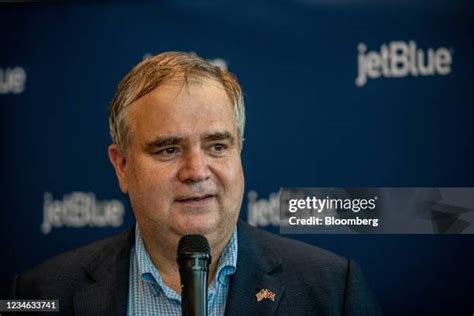 jetblue ceo robin hayes in press briefing at airline event