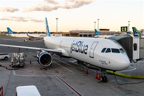 JetBlue European network flights at airport terminal