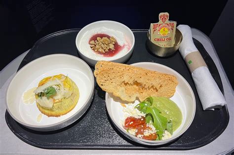 jetblue mint business class meal by delicious hospitality group