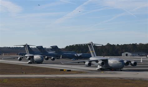 Joint Base Charleston C-17 Globemaster III parked near Charleston International Airport runway
