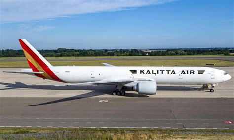 Kalitta Air Boeing 777-300 freighter landing at Cincinnati Northern Kentucky International Airport