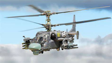 Kamov Ka52 Alligator twin seat coaxial attack helicopter airborne