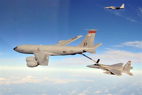 KC-135 Stratotanker in mid-air refueling operation over the Pacific