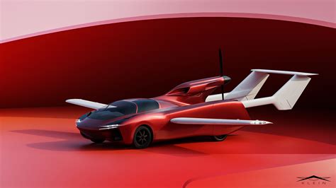 klein vision aircar prototype parked beside mercedes s-class for size comparison