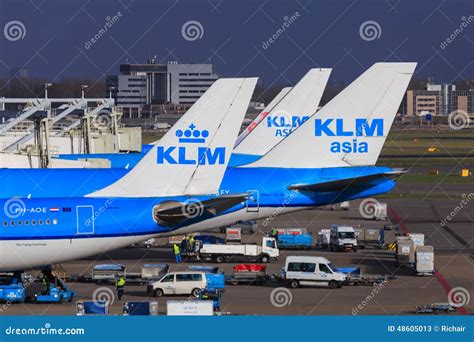 KLM and Delta widebody aircraft at Amsterdam Schiphol Airport