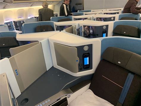 klm business class cabin with view into cockpit pre-departure at jfk