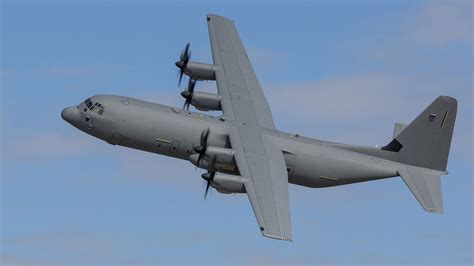 Lockheed C-130J taxis at RAAF base with upgraded composite propellers
