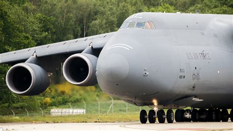 Lockheed C-5 Galaxy aircraft preparing for humanitarian mission