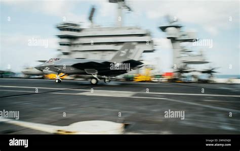 Lockheed Martin F-35C Lightning II stealth fighter on aircraft carrier deck