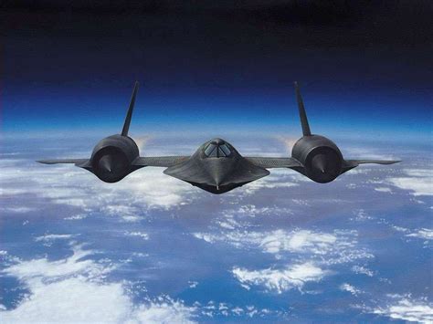 Lockheed SR-71 Blackbird cruising at high altitude above clouds