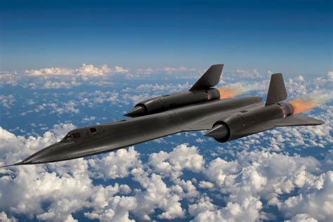 Lockheed SR-71 Blackbird flying at high altitude above clouds