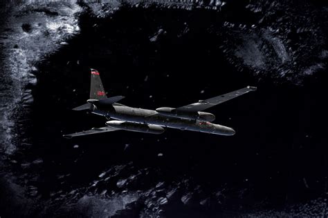 Lockheed U-2 Dragon Lady spy plane flying above clouds at extreme altitude