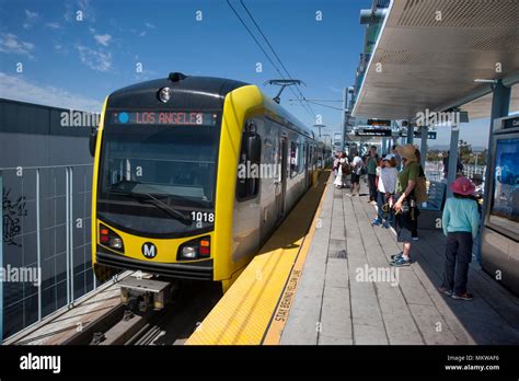 Los Angeles Metro rail train at a station