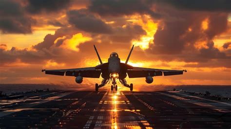 low-angle shot of f-35 leaving aircraft carrier at dusk with engines roaring