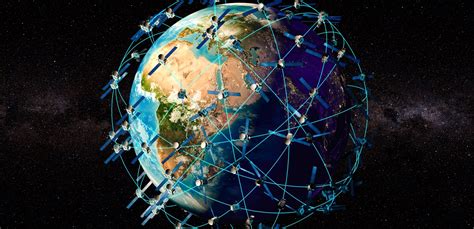 low earth orbit satellite constellation over earth aviation connectivity network visualization