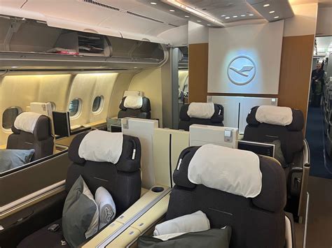 Lufthansa Airbus A340-600 First Class cabin with eight suites