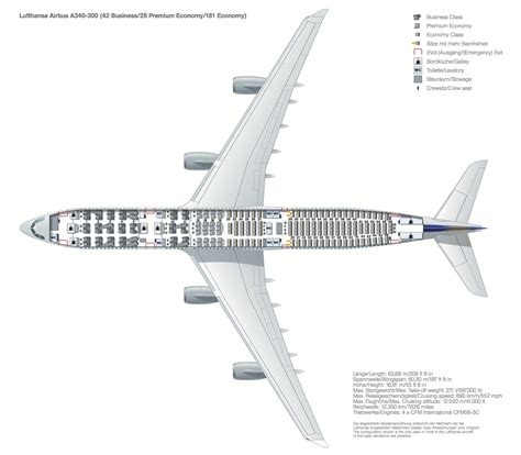 Lufthansa Airbus A340 business class seating layout