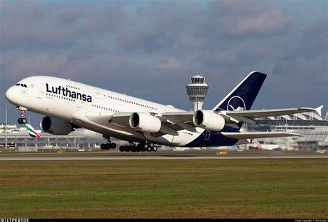 Lufthansa Airbus A380 arriving at Munich Airport before long-haul deployment