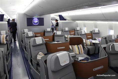Lufthansa Boeing 747-8 upper deck business class cabin interior