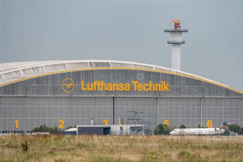 Lufthansa Technik hangar with aircraft undergoing maintenance
