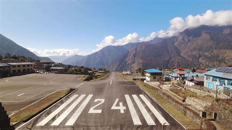 lukla airport runway edge cliff