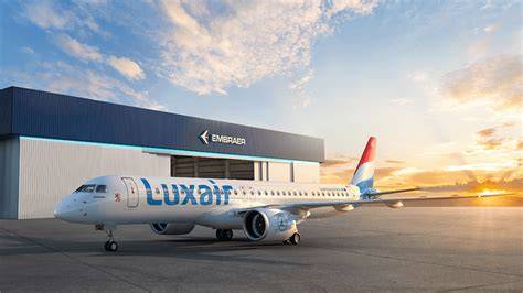 Luxair Embraer E195-E2 regional jet fleet modernization Luxembourg airport