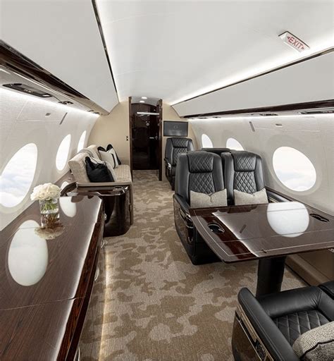 luxury gulfstream g800 interior with leather seating and ambient lighting